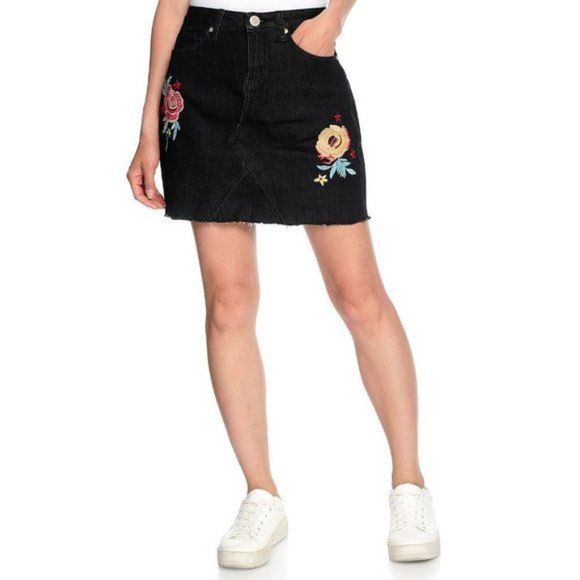 Kimberly Rose Boutique Dresses & Skirts - Black 5 Pocket  Mini Denim Skirt with Embroidery Detailing